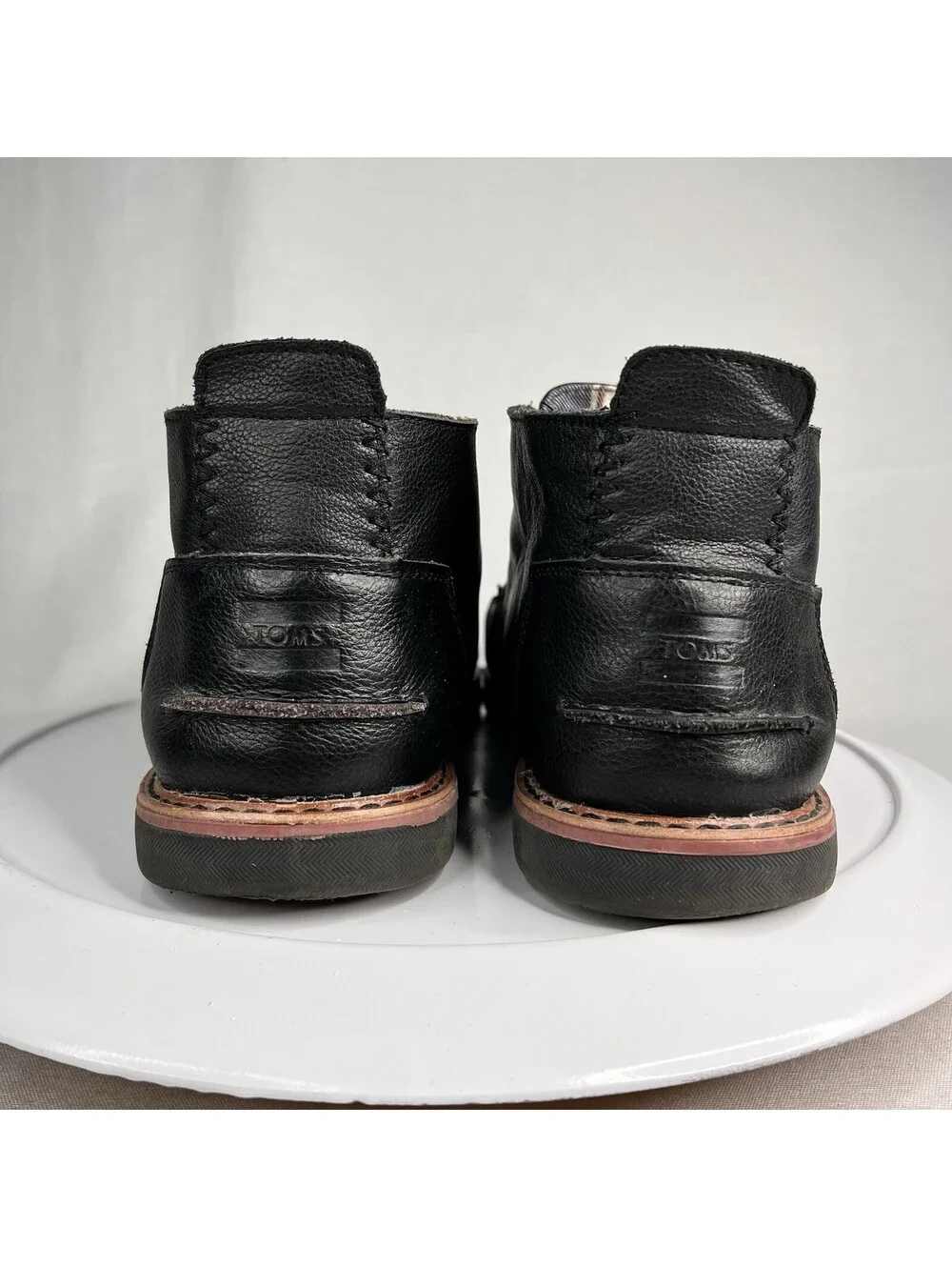 Toms Plaid Lined Men’s Leather Ankle Boots Size 13